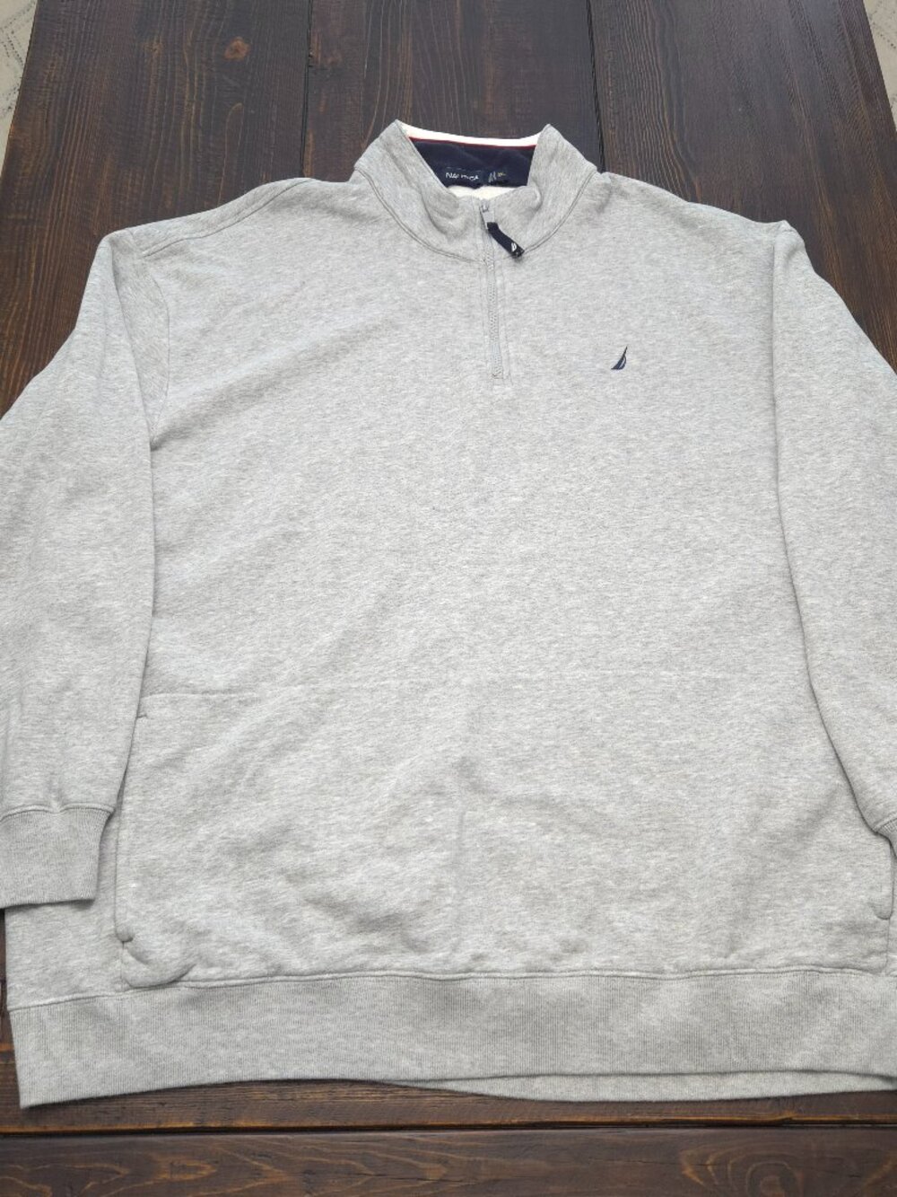 Nautica 1/4 Zip Mens 3XL Heather Grey Fleece Pullover Sweatshirt Big Tall Jacket
